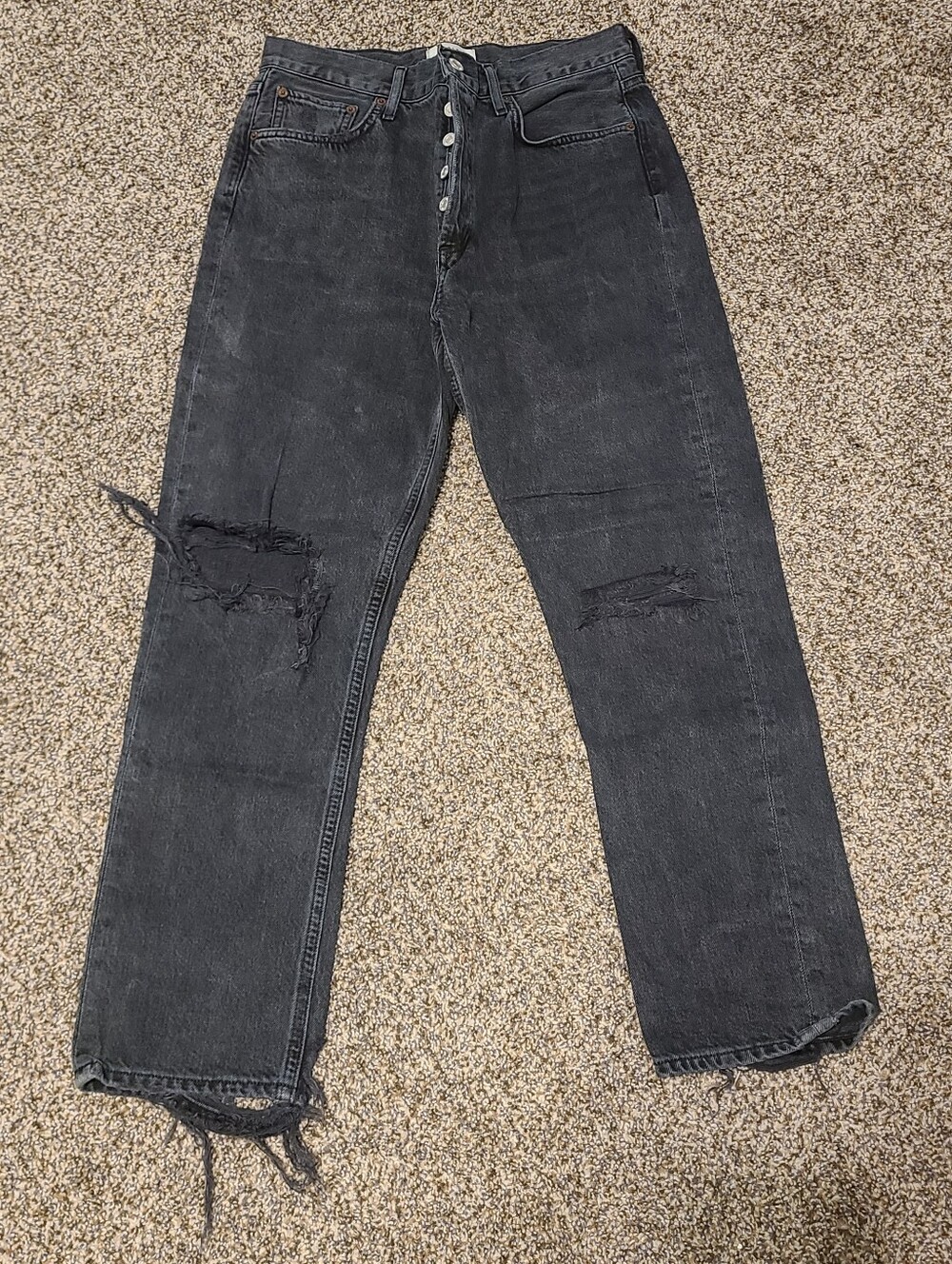 Agolde Riley Black Distressed Denim Jean Size 28